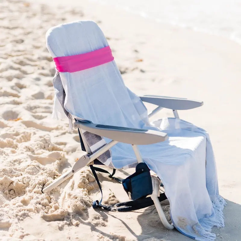 Lounge Chair Towel Holder, Beach Chair Towel Band, Poolside Towel Keeper, Handmade in Chicago - Pink Quantity 1 Washable Washable