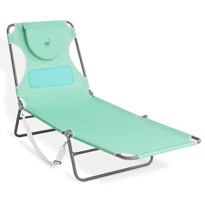 Ostrich Chaise Lounge Folding Sunbathing Poolside Comfort Beach Chair, Teal