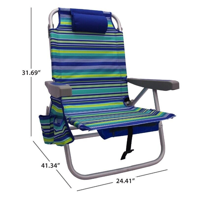 Mainstays Backpack Aluminum Beach Chair - Multi-Color