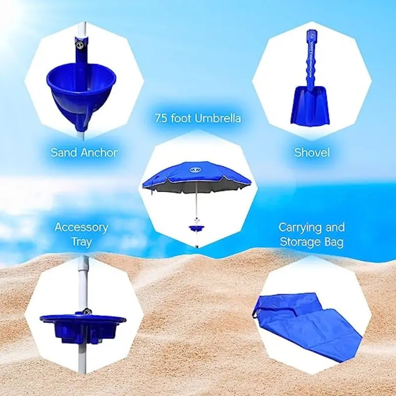 Classic Beach Umbrella and Anchorone Kit