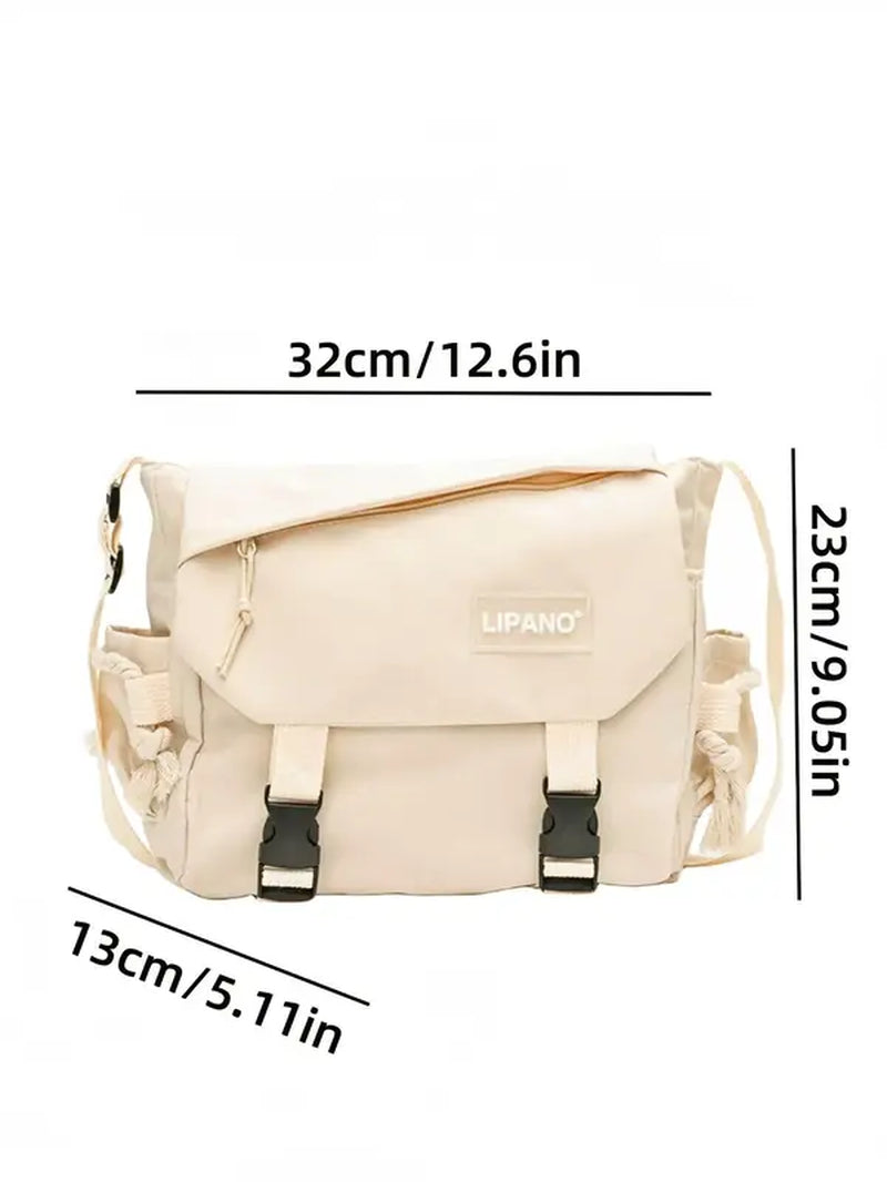 Women'S Summer Fashionable Nylon Crossbody Messenger Lux Bag, Versatile Letter Label Decor Zipper Shoulder Tote Bag, Everyday Bag for College for Summer Beach Vacation