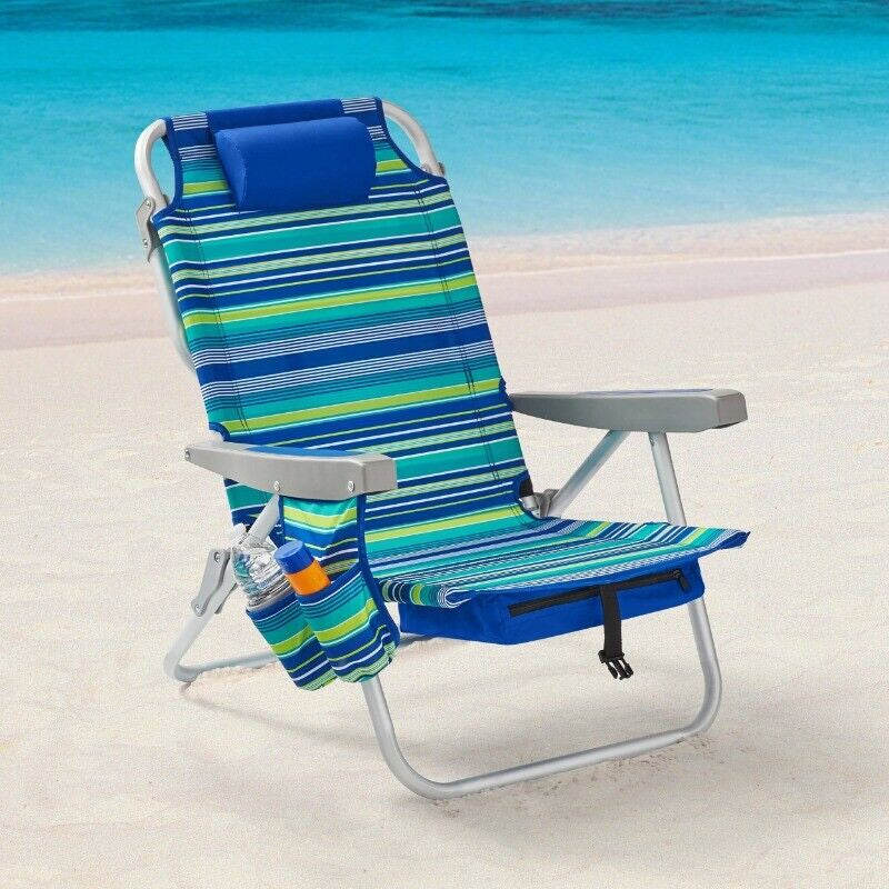 Mainstays Backpack Aluminum Beach Chair - Multi-Color